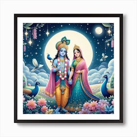 Radhe krishna Art Print