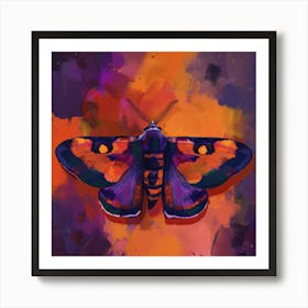 Moth on orange purple Art Print