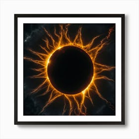 Solar Eclipse Plasma Beams Art Print