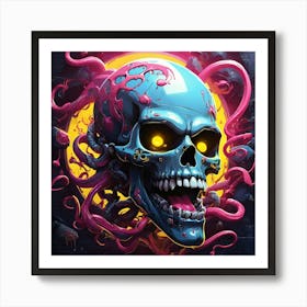 Skull With Octopus Art Print