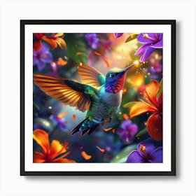 Hummingbird Flying Art Print