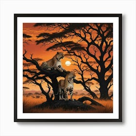 Leopards In The Tree Art Print