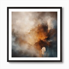 Abstract Minimalist Painting That Represents Duality, Mix Between Watercolor And Oil Paint, In Shade (37) Art Print