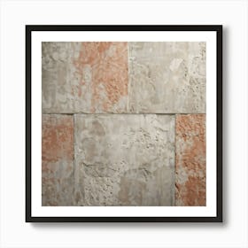 Aged Concrete Texture Embracing Retro Brickwork Pattern Varying Shades Of Faded Terracotta And Weat Art Print