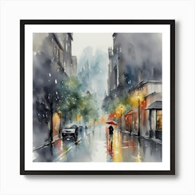 Rainy Day In The City Art Print