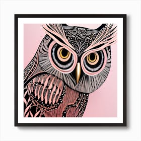 Rose Pink Owl Art Print