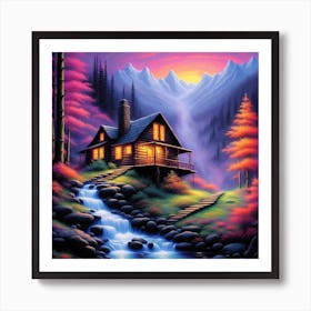 Cabin Neon Art Print