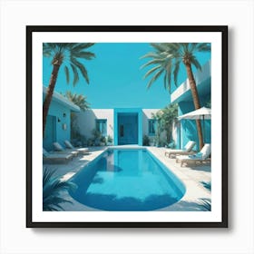 Cyan Oasis Bright Blue Swimming Pool Art Print Art Print 3 Art Print