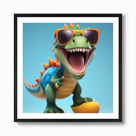 Cute Dinosaur With Sunglasses Art Print