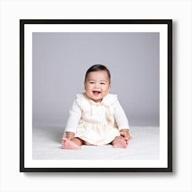 Beaming Infant Grinning Widely Seated In A Softly Lit Studio Space Pastel Colored Backdrop Offers (3) Art Print