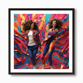 Dancers On Colorful Background Art Print