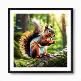 Squirrel In The Forest 90 Art Print