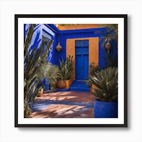 Blue House In Morocco 1 Art Print