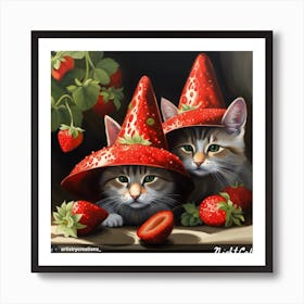 Two Kittens In Witch Hats Art Print