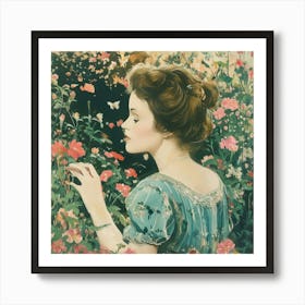 Girl In A Garden 21 Art Print