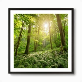 Firefly Create An Ai Generated Image Of A Dense, Lush Forest Canopy With Sunlight Filtering Through Art Print