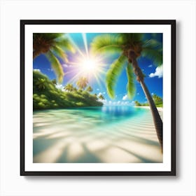 Palm Trees On The Beach Art Print