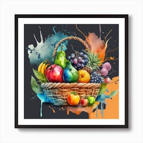 A basket full of fresh and delicious fruits and vegetables 2 Art Print