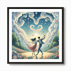 Couple Dancing In The Clouds 1 Art Print