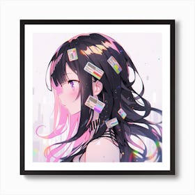 Anime Girl With Pink Hair Art Print