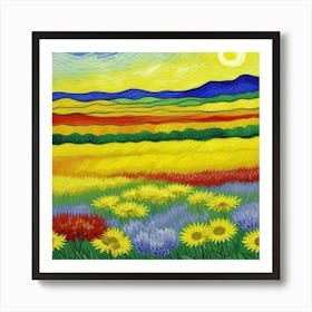 Beautiful Sunflowers In The Field Poster