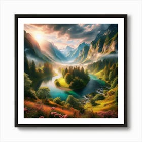 Sunrise In The Mountains Art Print