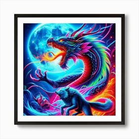 Moon Dragon Art Print