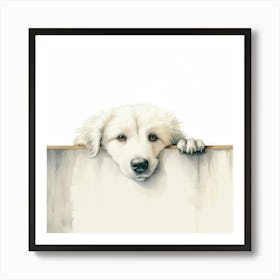 Dog Looking Over A Fence 1 Art Print