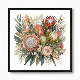 Australian Native Bouquet With Protea Art Print 2 Art Print