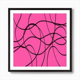 Pink and Black Line Art Art Print