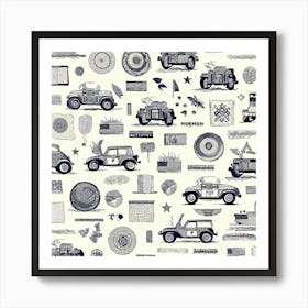 Vintage Cars And Trucks Art Print