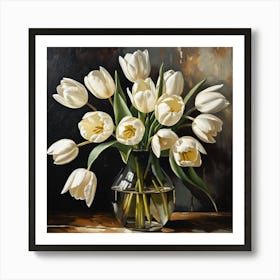 White Tulips In A Vase Art Print