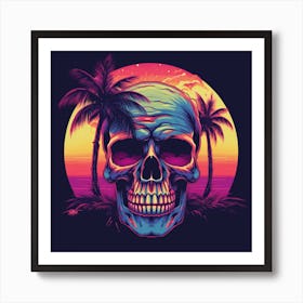 Skull At Sunset Art Print