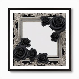 Black Roses In A Frame 1 Art Print