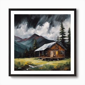 716198 Acrylic Painting Of A Mountain Landscape, With A S Xl 1024 V1 0 Art Print
