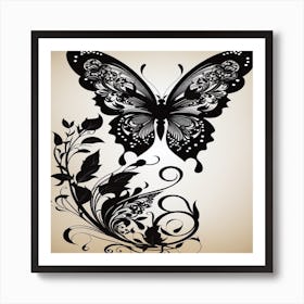 Butterfly And Flowers Art Print