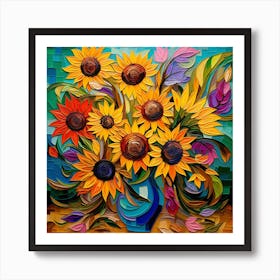 Sunflowers In A Vase 4 Art Print