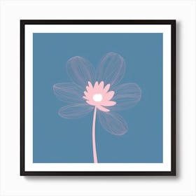 A White And Pink Flower In Minimalist Style Square Composition 55 Art Print