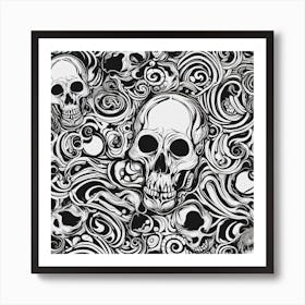 Seamless Pattern With Skulls Art Print