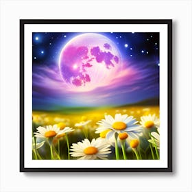 Daisies and the Moon Art Print