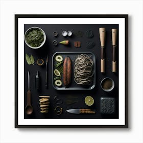 Barbecue Props Knolling Layout (113) Art Print
