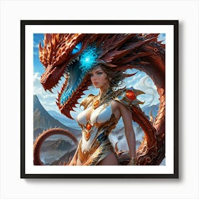 Woman With A Dragon jgh Art Print