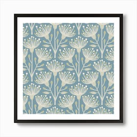 AUSTRALIAN EUCALYPTUS Floral Botanical in Light Blue Green White Art Print