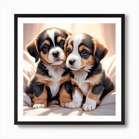 Bernese Puppies Art Print