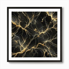 Gold And Black Marble Art Print