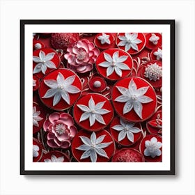 Red And White Flowers Art Print