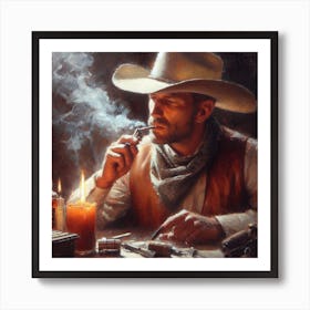 Cowboy Smoking A Cigarette Art Print