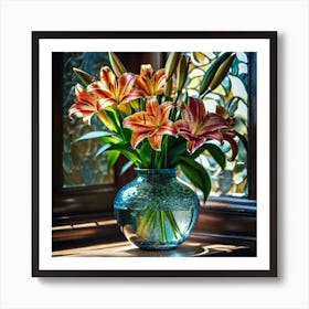 Lilies In A Vase 2 Art Print