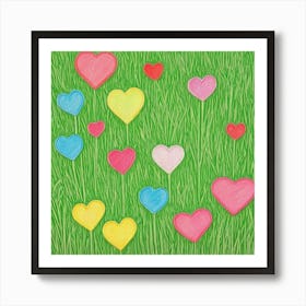 Hearts In The Grass 1 Art Print