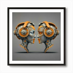 Robots And Humans Art Print